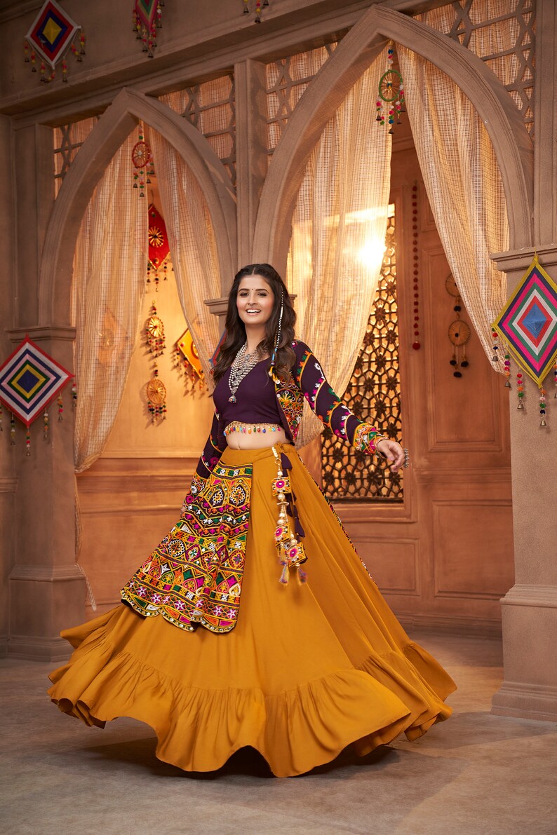 Mustard Garba Lehenga Choli