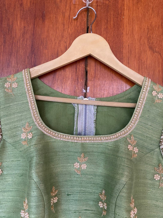Pista Green Embroidery Blouse Zardosi