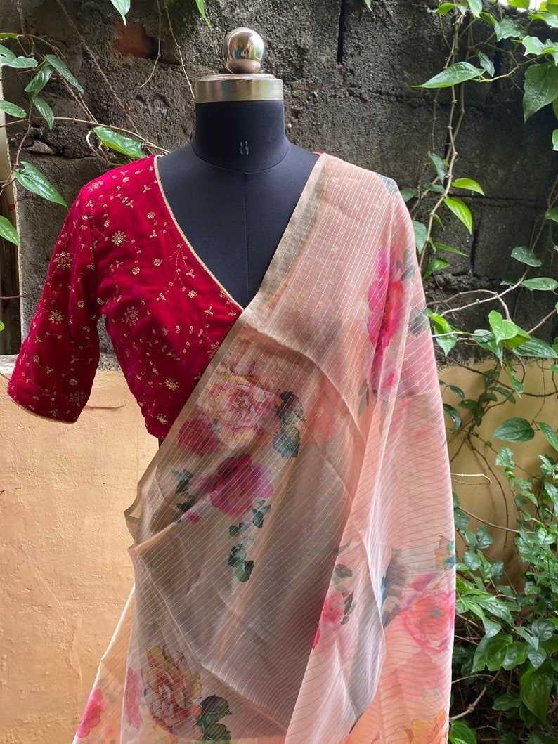 Pink Velvet Embroidery Blouse