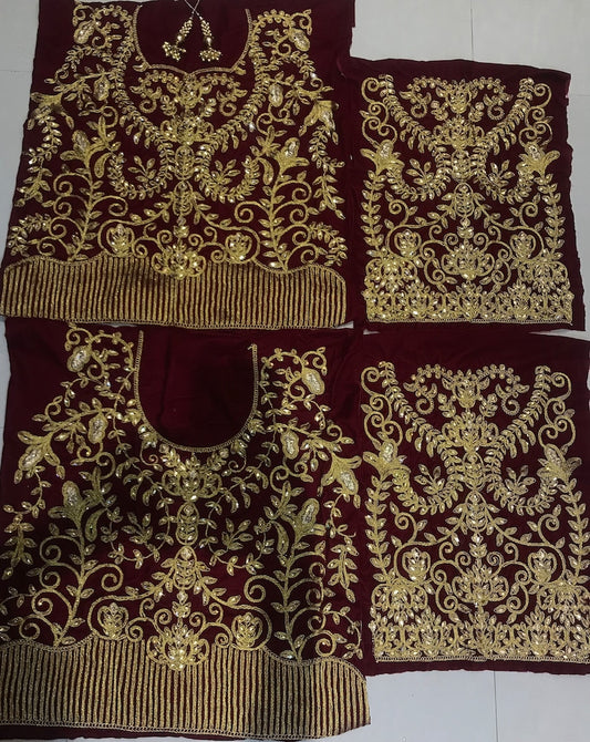 Velvet with Heavy Zari Thread Work Lehenga Choli