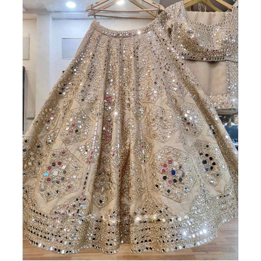 Super Satin Silk Embroidered Foil Mirror Work Flare Lehenga Choli