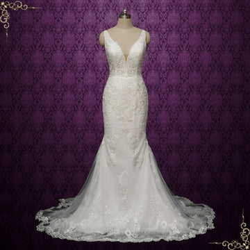 Exquisite Lace Mermaid Wedding Dress with Open Back