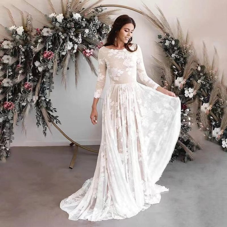 Boho Long Sleeve Wedding Dress