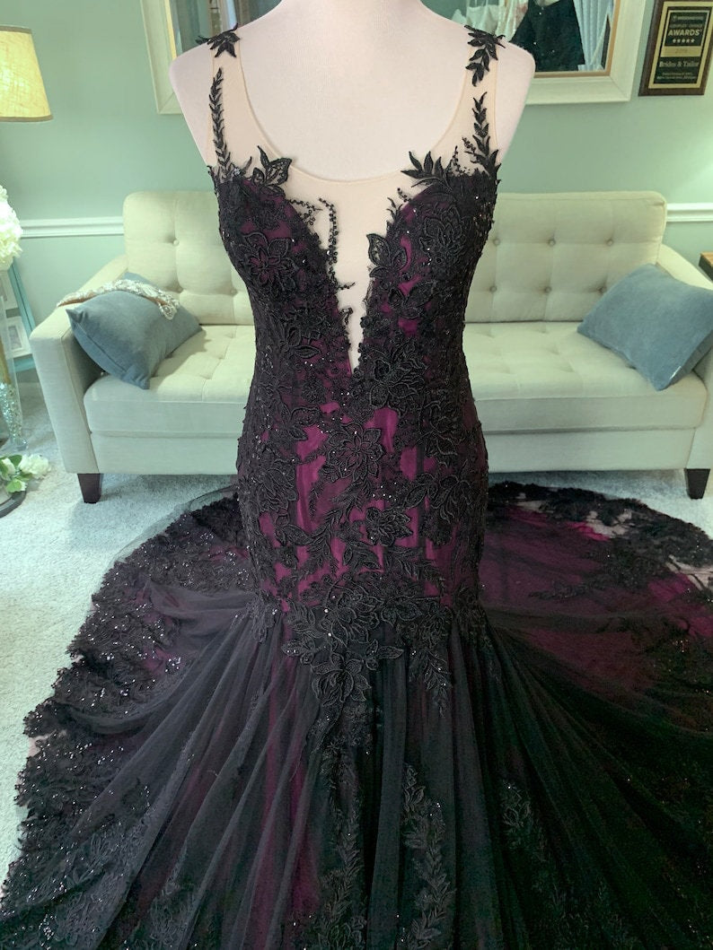 Olivia Black and Purple Wedding Dress with Cape