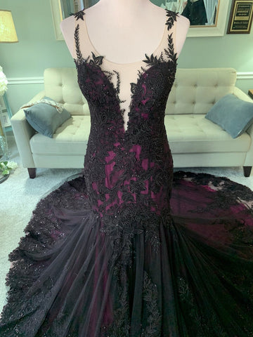 Olivia Black and Purple Wedding Dress with Cape