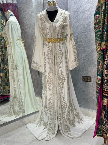White And Grey Royal Caftan for Women