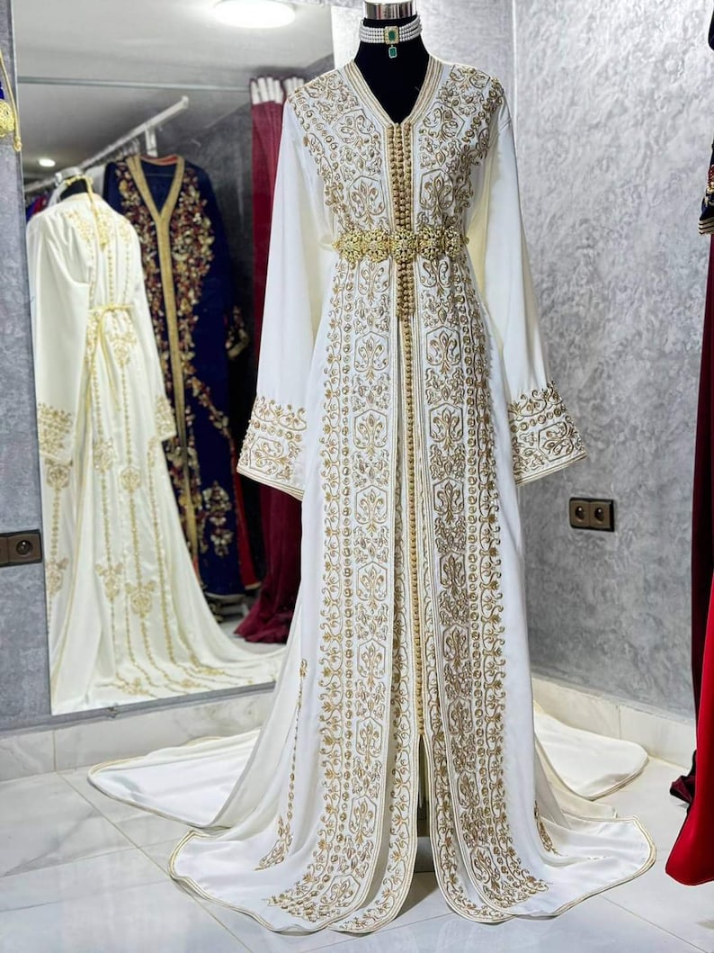 Elegant Moroccan White Caftan Dress