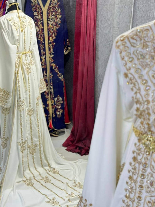 Elegant Moroccan White Caftan Dress