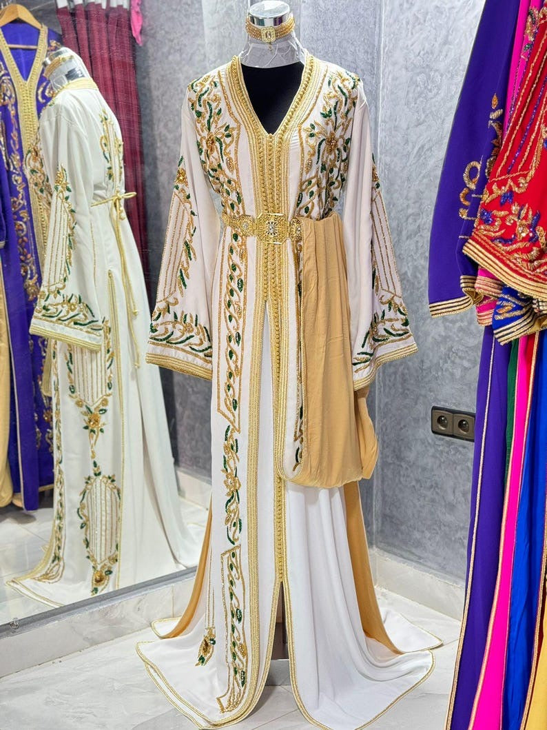 Elegant Gold Moroccan Caftan Dress