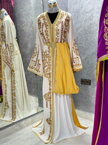 Yellow Elegant Moroccan Caftan Dress