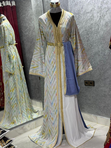 Blue And White Royal Caftan for Women