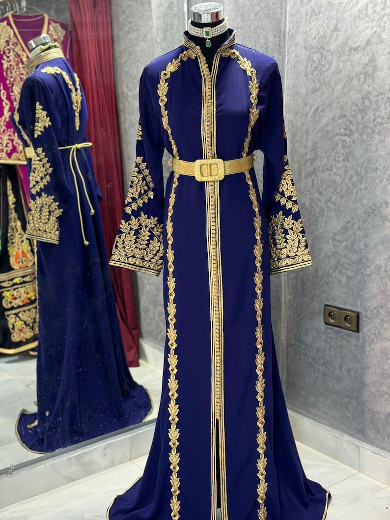 Moroccan Silk Black Embroidered Caftan