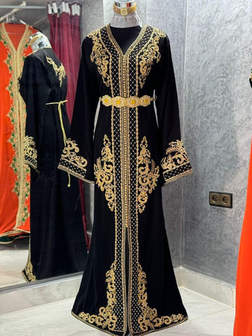 Luxury Black Moroccan Caftan Dress