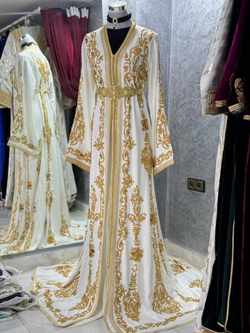 Elegant White Moroccan Caftan Dress