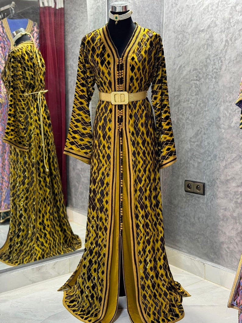 Moroccan Silk Black Embroidered Caftan