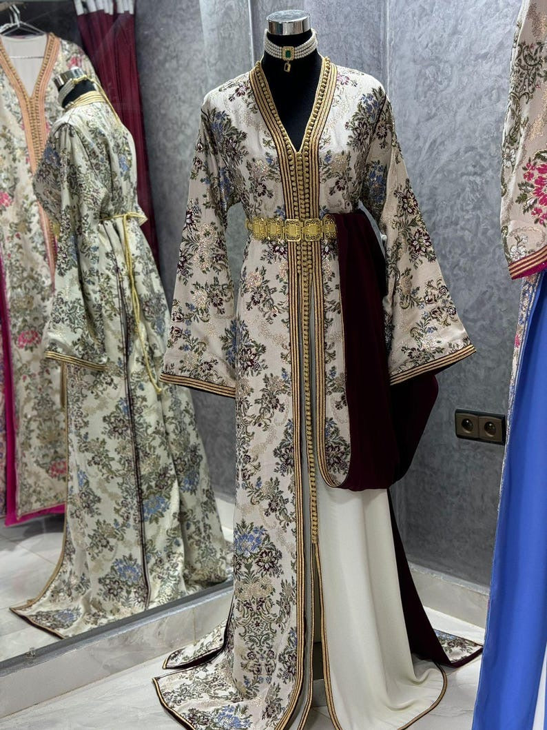 Authentic Moroccan Cream Caftan Dress