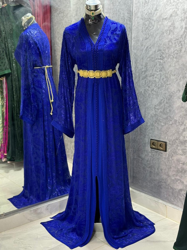 Moroccan Caftan Royal Blue Dress