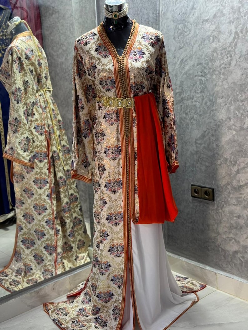 Moroccan Silk Multi-Colour Embroidered Caftan