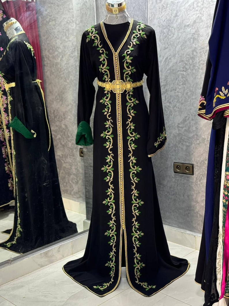 Royal Black Moroccan Caftan Dress