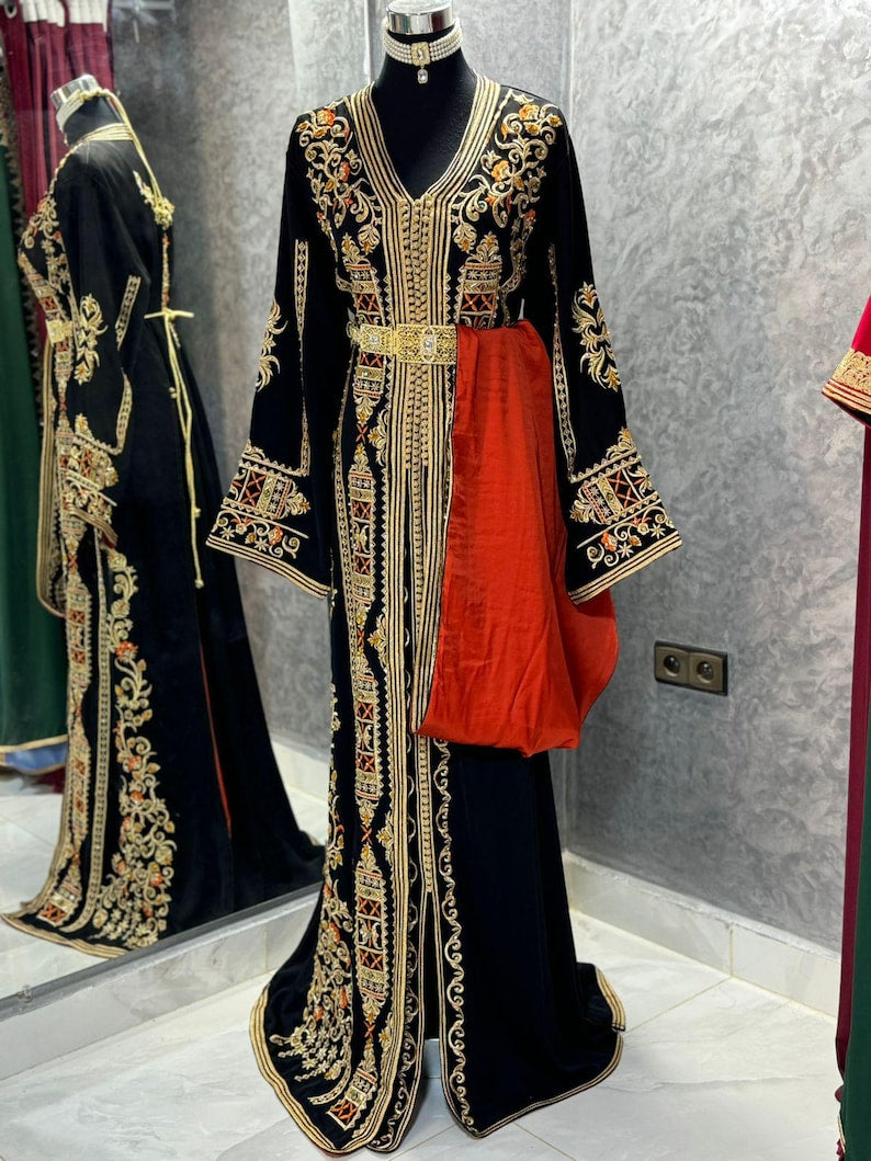 Red and Black Moroccan Takchita Dress