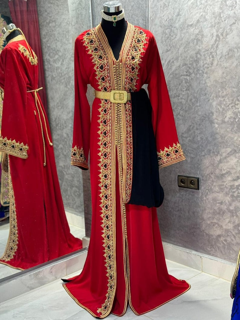 Royal Red Moroccan Caftan Dress