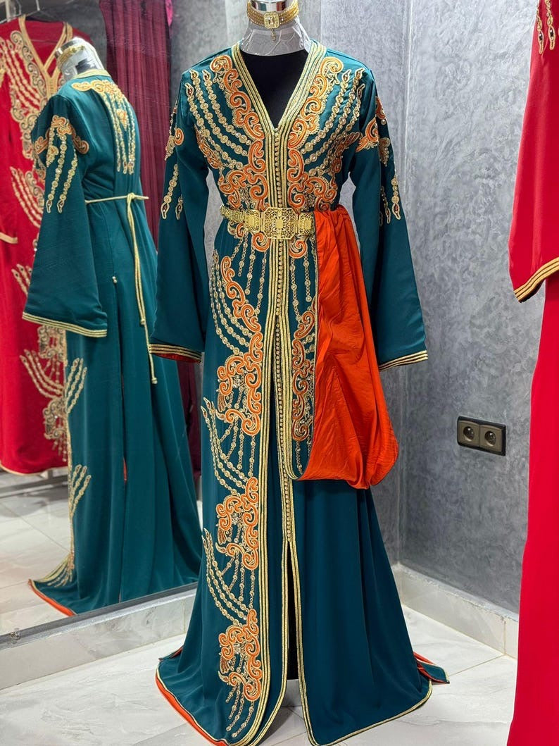 Green Moroccan Caftan Dress