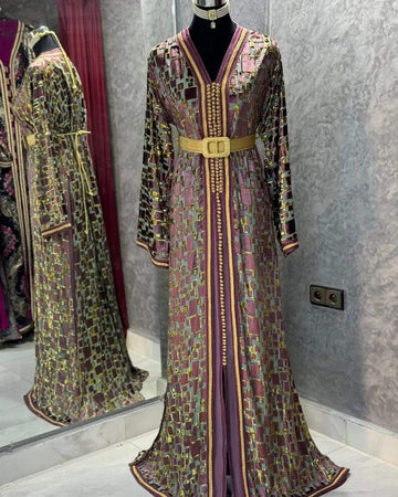 Moroccan Silk Multi-Colour Embroidered Caftan