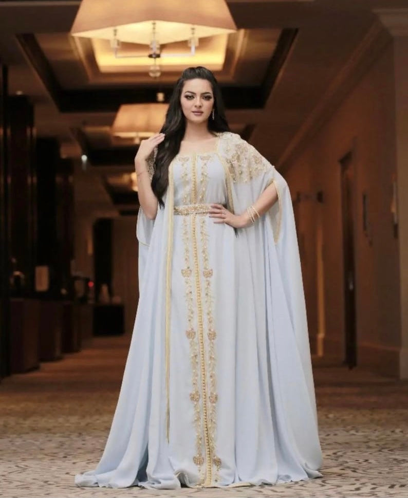 White Moroccan Luxury Beaded Caftan