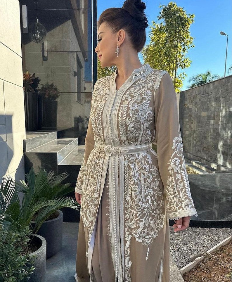 Luxury Embroidered Dress Two Pieces with Belt