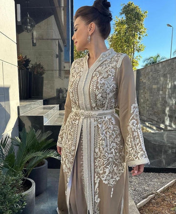 Luxury Embroidered Dress Two Pieces with Belt