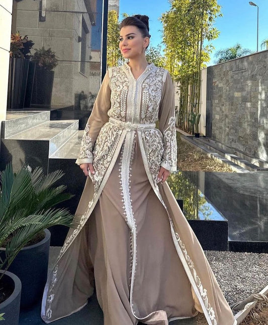 Luxury Embroidered Dress Two Pieces with Belt