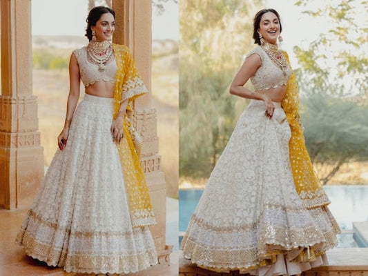 White Embroidered Georgette Bridal Lehenga Choli
