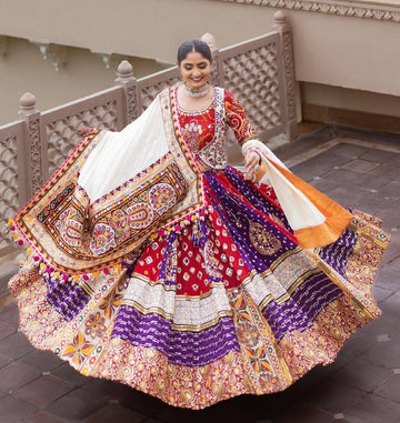 Multi Color Maslin Cotton Digital Print Navratri Lehenga Choli