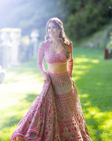 The Premium Quality Clothing Collection Grey Georgette Thread Sequins Lehenga Choli