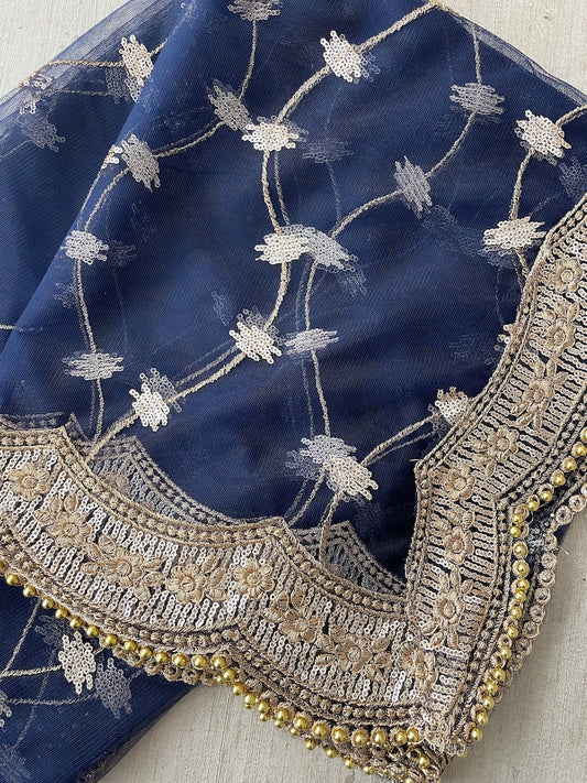 Navy Blue Colour Net Dupatta