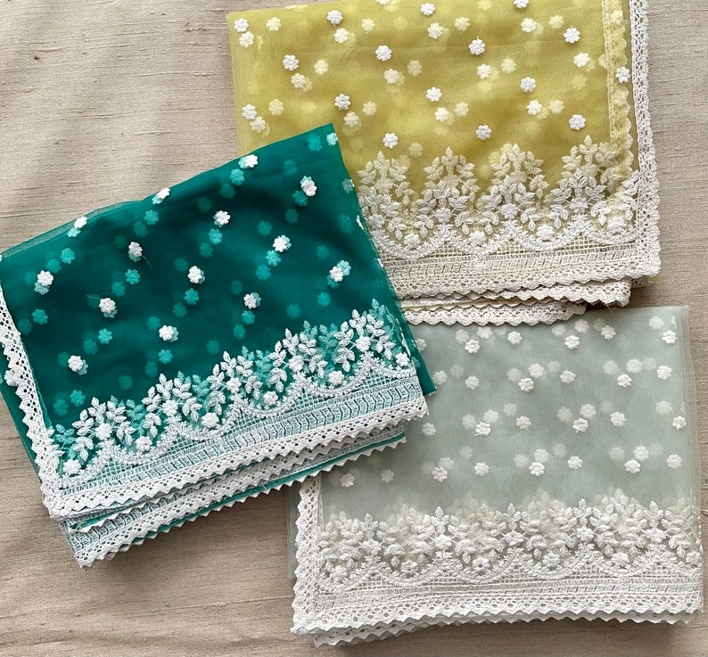 Beautiful Chikankari Lakhnawi style Net Versatile Dupattas