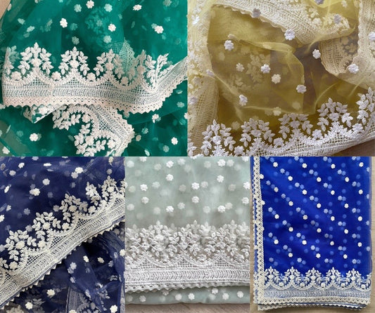 Beautiful Chikankari Lakhnawi style Net Versatile Dupattas