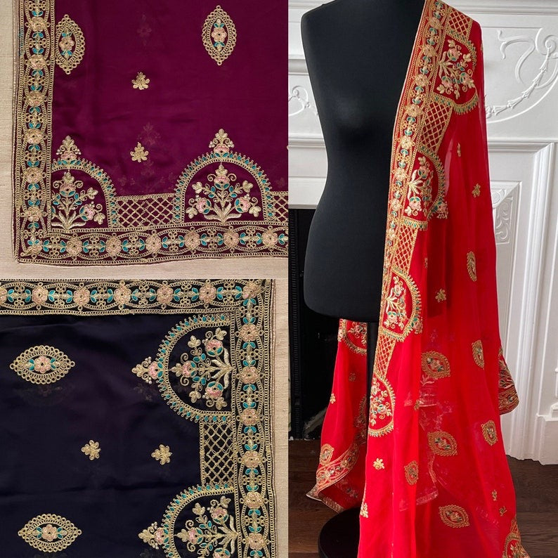 Party Wear Georgette Embroidered Dupatta