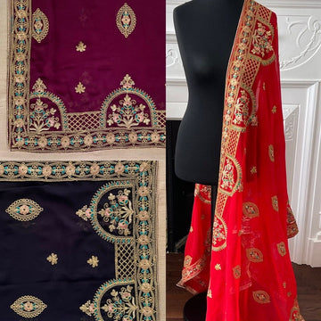 Party Wear Georgette Embroidered Dupatta