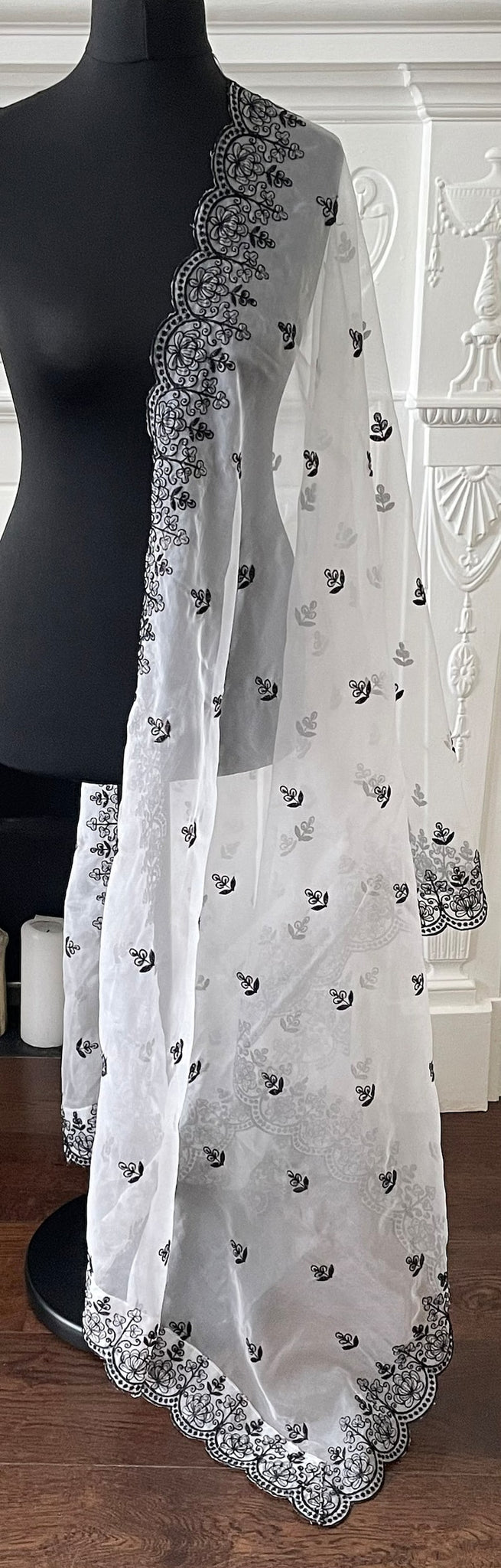 Resham Thread Embroidered Border Scarf Dupatta