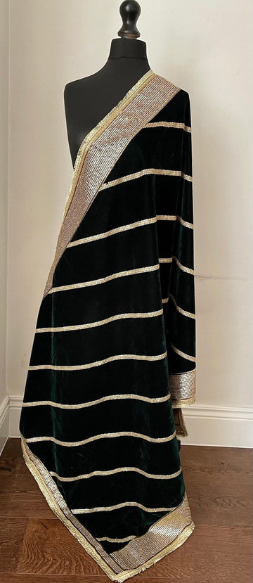 Velvet Sequin Embroidered Stole Dupattas