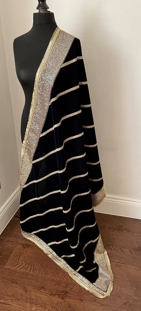 Velvet Sequin Embroidered Stole Dupattas