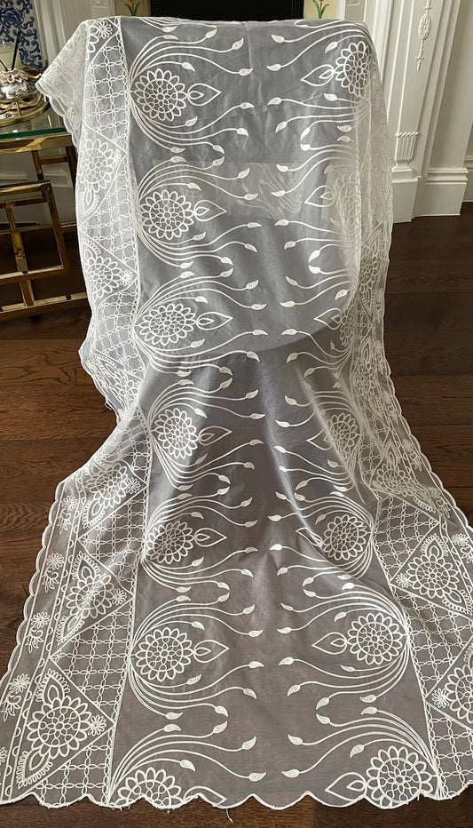 Organza White Embroidered Dupatta