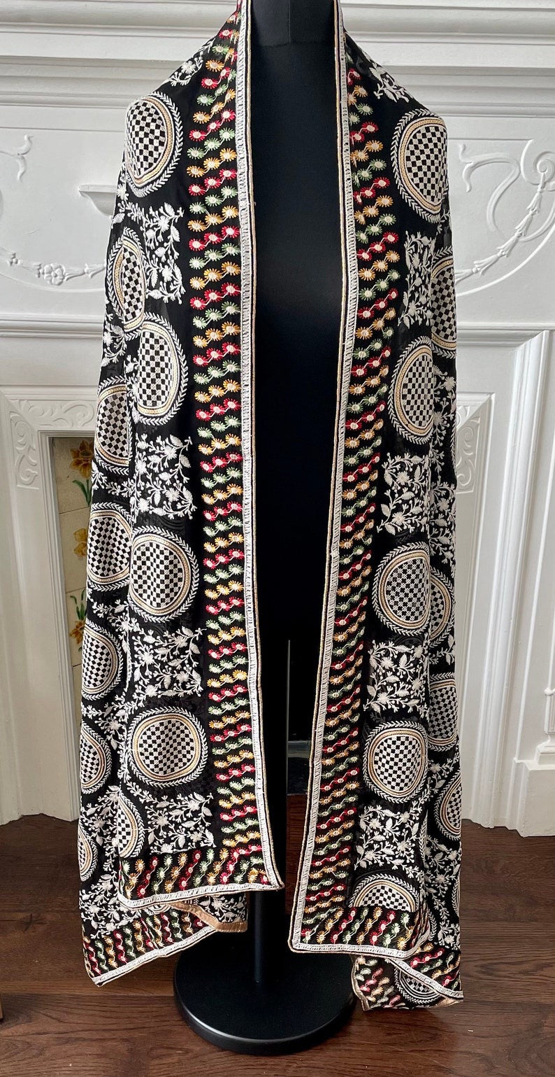 Black Georgette Unisex Dupatta