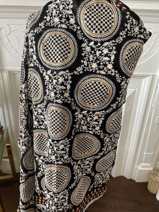 Black Georgette Unisex Dupatta