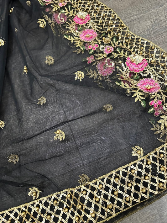 Black Net Dupatta