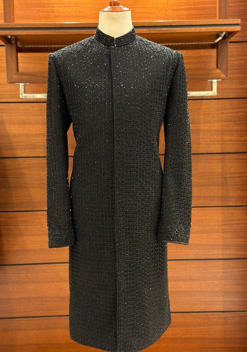 Exquisite Black Sherwani for Men