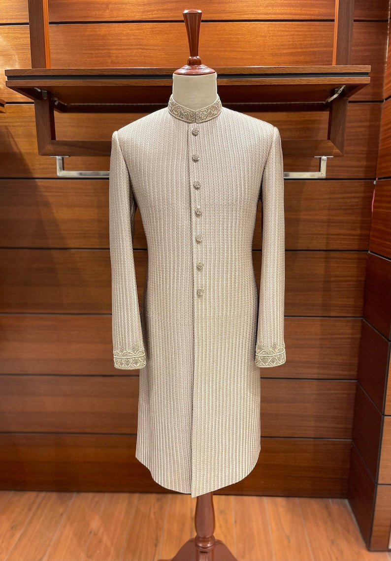 Classic Beige Sherwani for Men