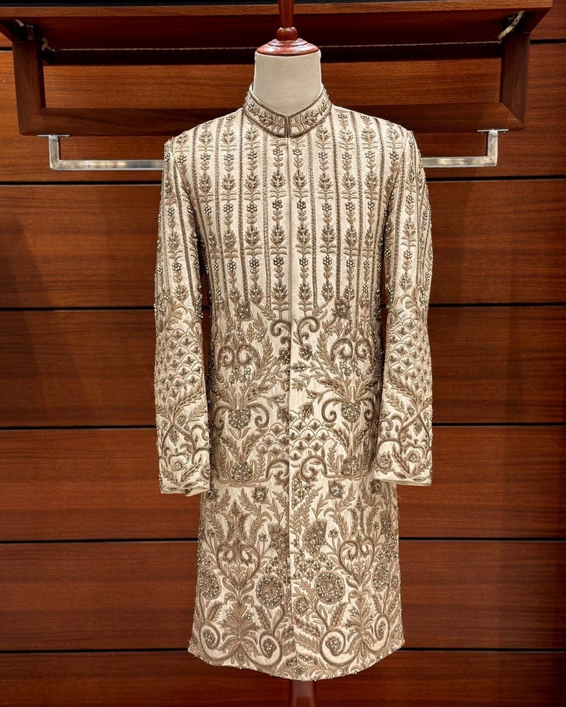 Ivory Gold Sherwani for Men