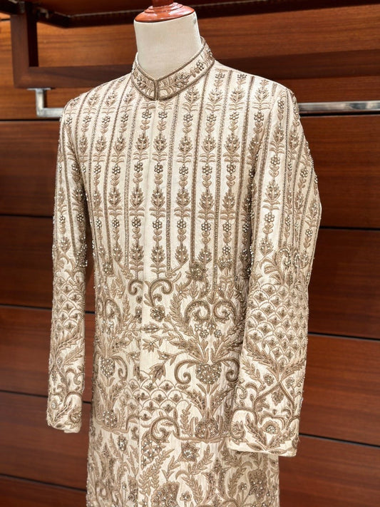 Ivory Gold Sherwani for Men
